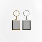 Square shape metal keychain